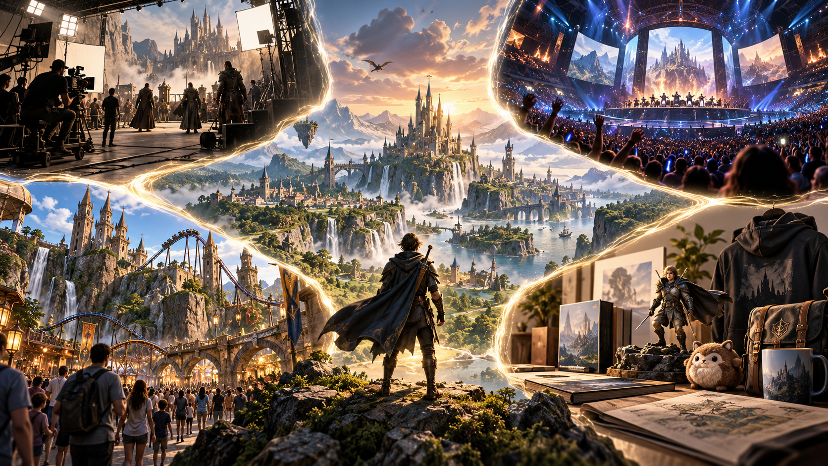 A central game world expanding into film, live events, attractions and fan products